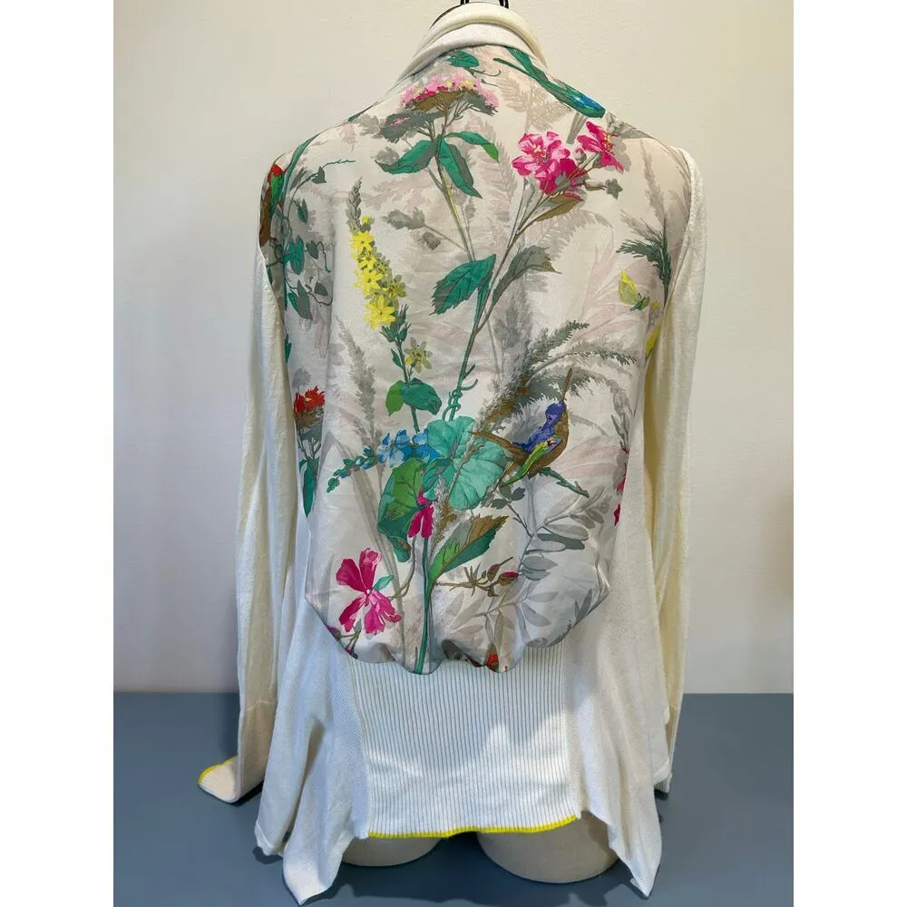 Ted Baker London cardigan womens size 0 cream open front floral print back - Image 3