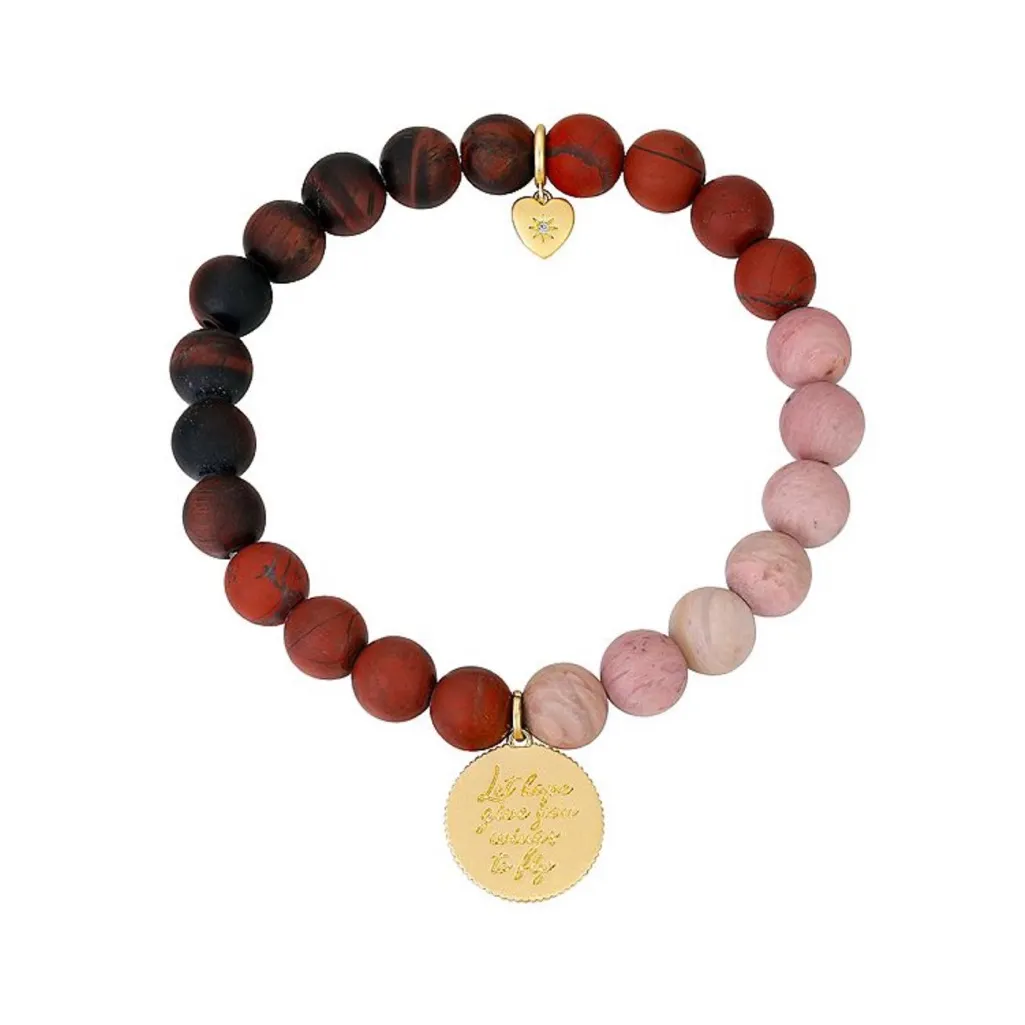 NWT Genuine Stone Bracelet - Pink and Brown - Image 2