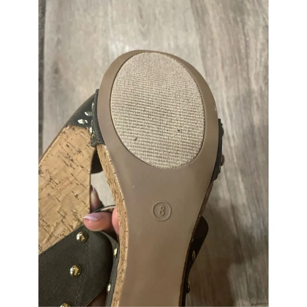 Cato Cork Wedge Heels Olive Green Size 8 - Image 5