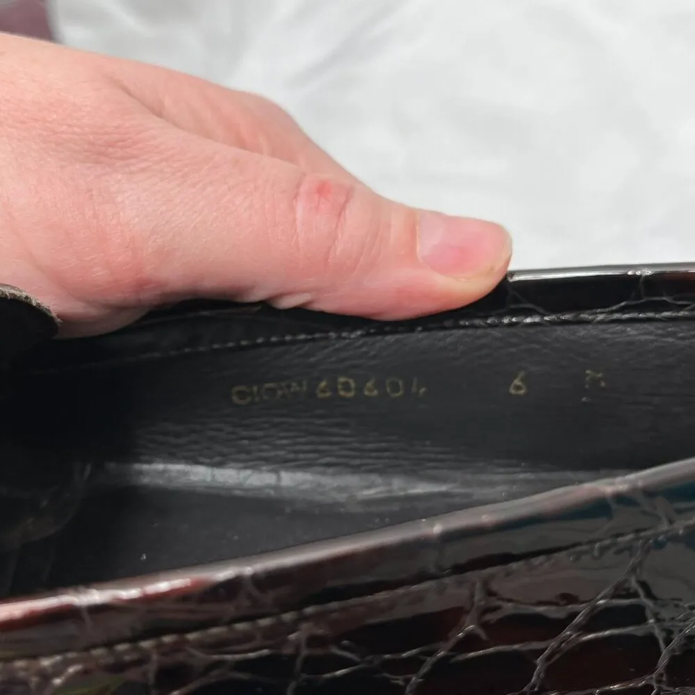 Stuart Weitzman Women's Rascal Patent Leather Croc Embossed tasseled Loafers 6 - Image 12