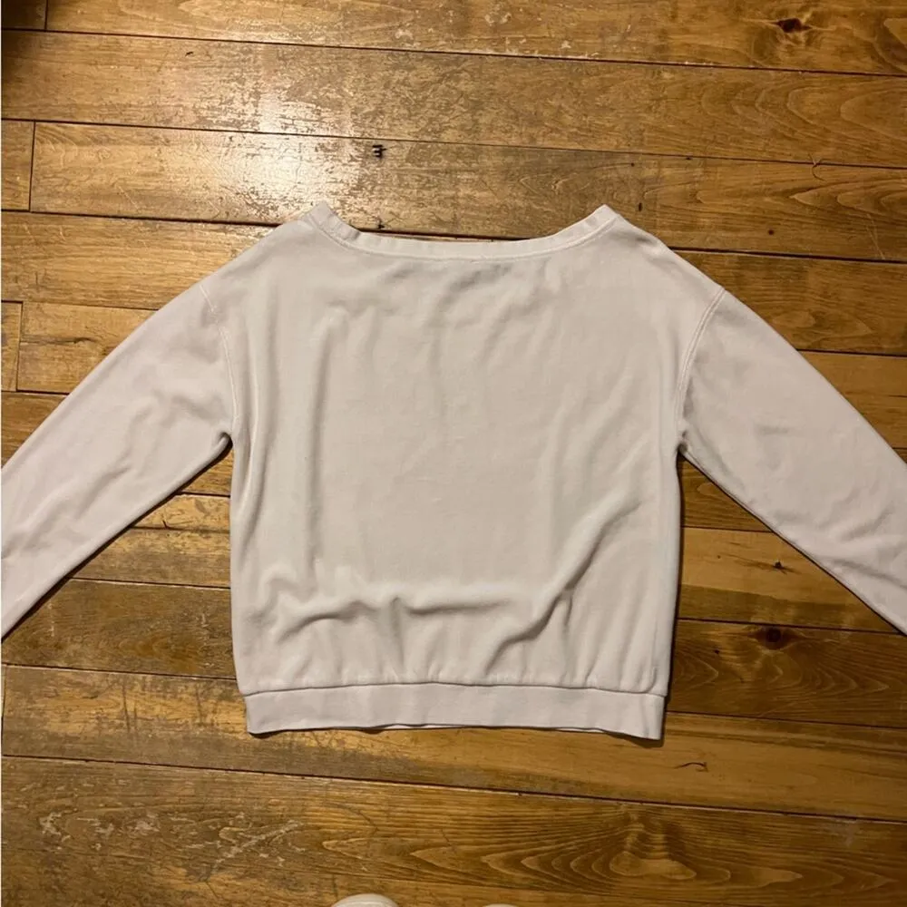 Juicy Couture  white velour/terry cloth pullover large - Image 6