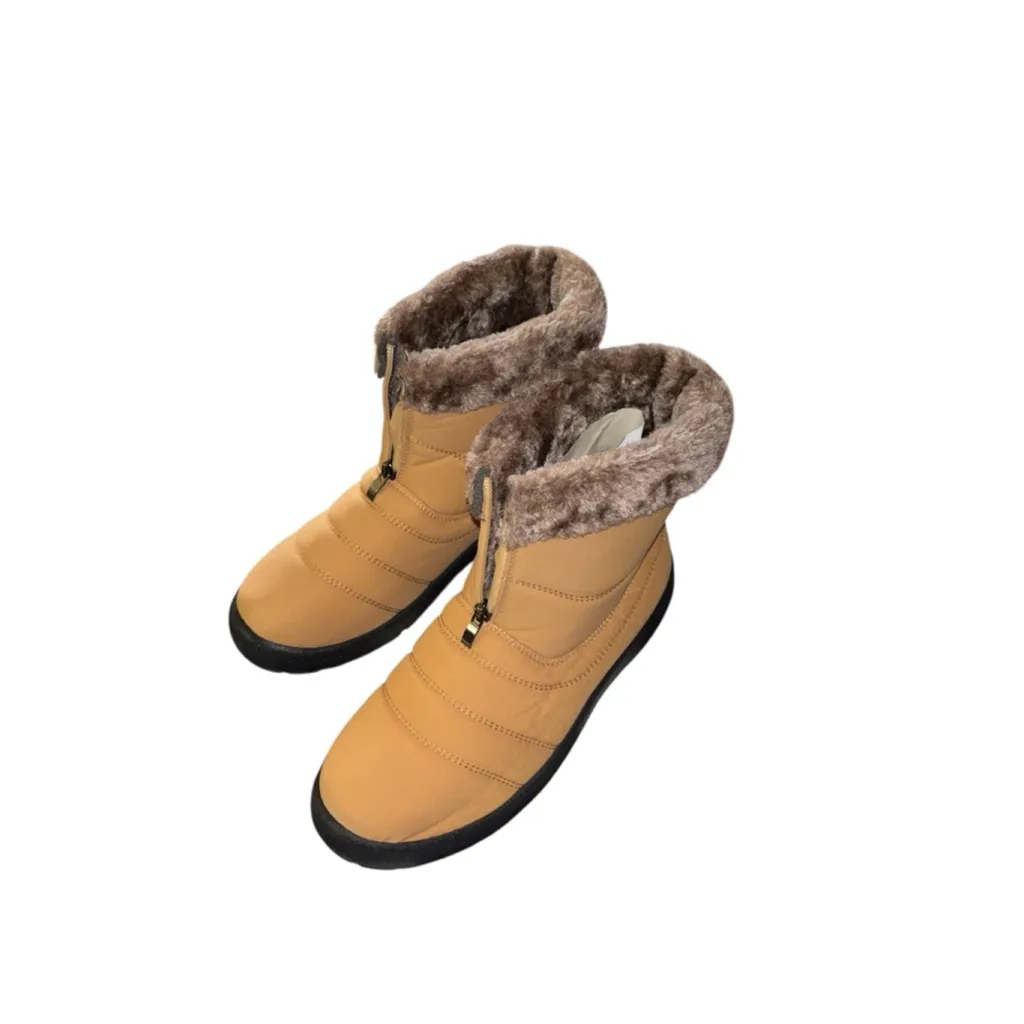 Women's Tan Faux Fur Lined Snow Boots Water Resistant Size 9 - Image 2