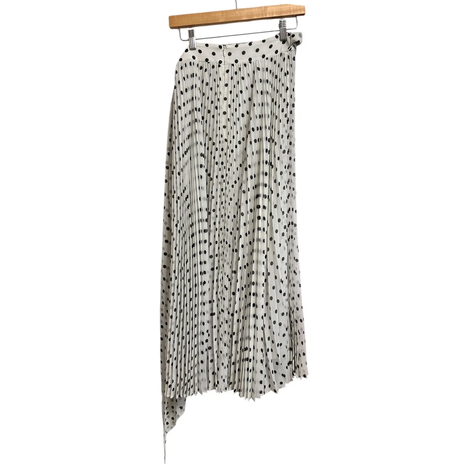 ZIMMERMANN Sunray Polka Dot Pleated Midi Skirt Tie Waist cream black‎ 0 $1102 - Image 7