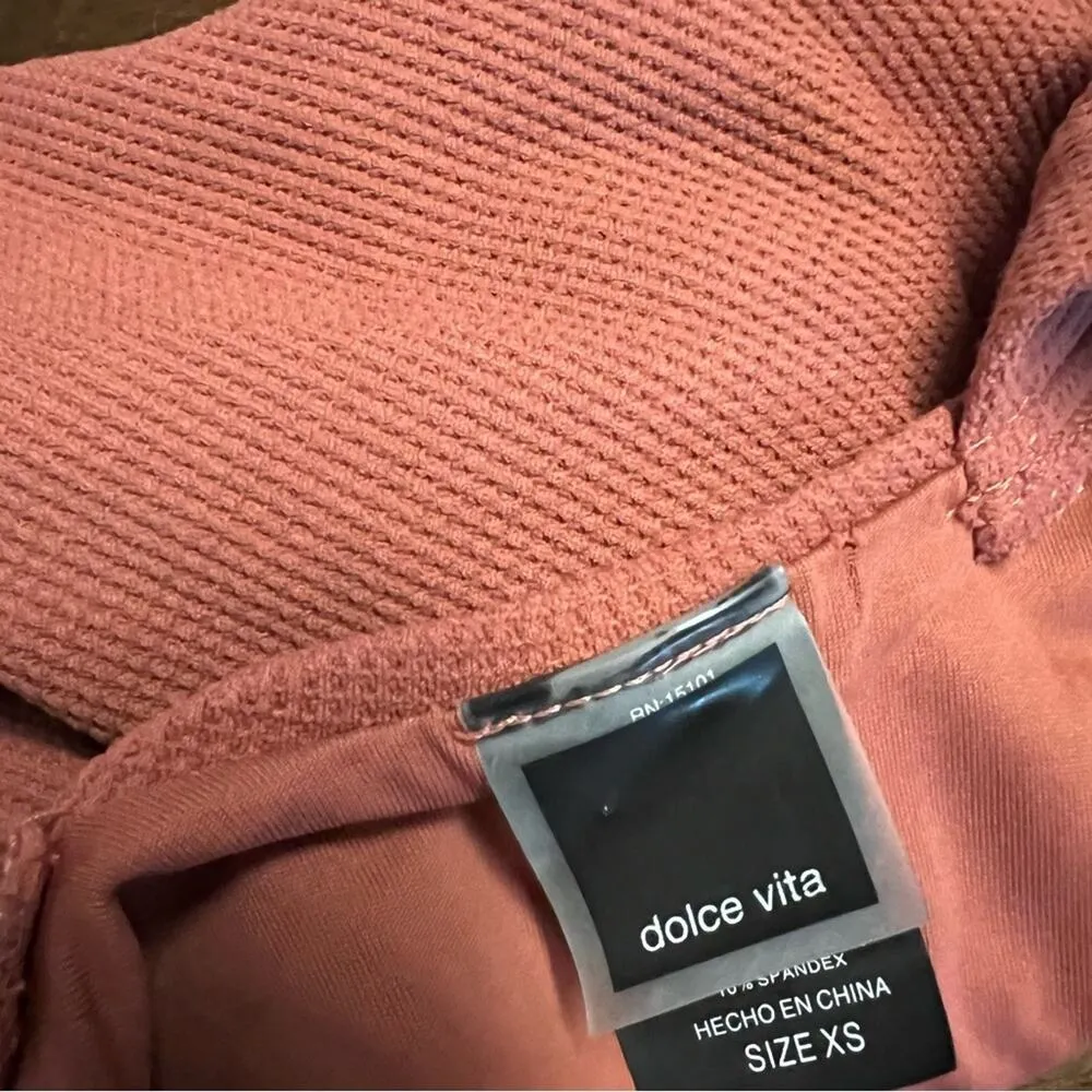 Dolce Vita One Piece Swim Mauve Textured Padded Swimsuit XS Pink - Image 8