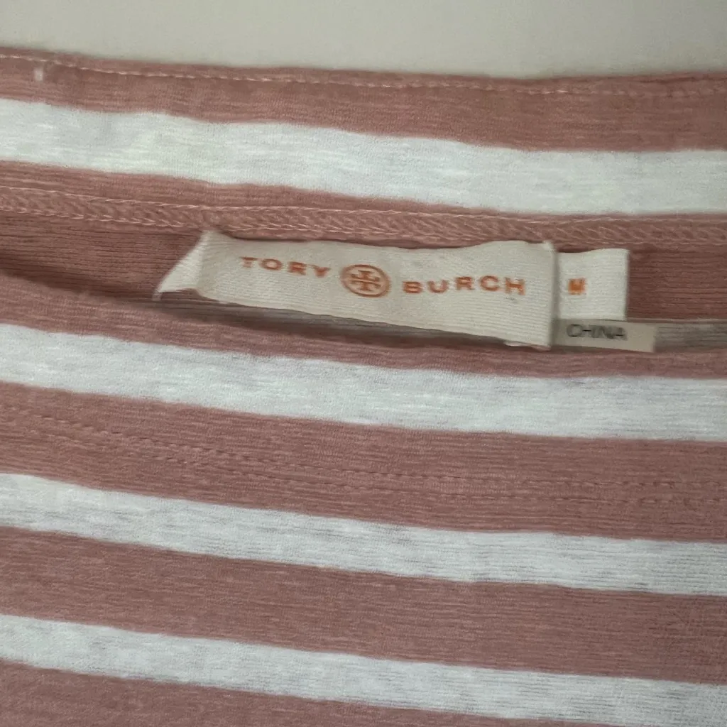 Tory Burch  pink and cream striped striped shirt‎ - Image 2