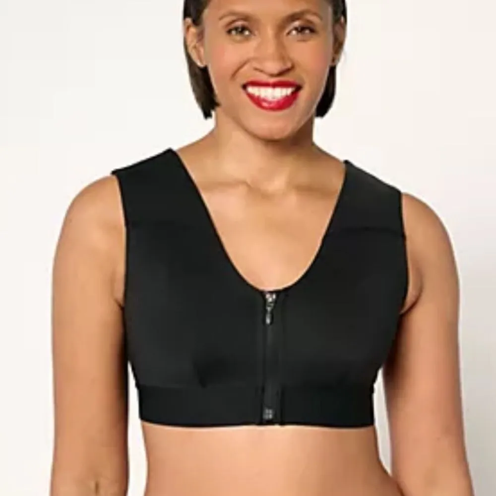 Women's Tommie Copper Shoulder Support Bra with Front Zipper Black Size 3XL NEW - Image 1