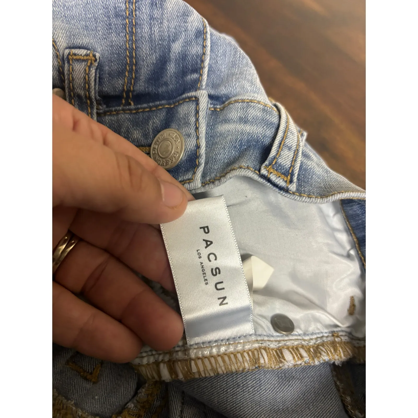 PacSun Distressed Denim Shorts Size 23 | Light Wash Cuffed Jean Shorts - Image 6