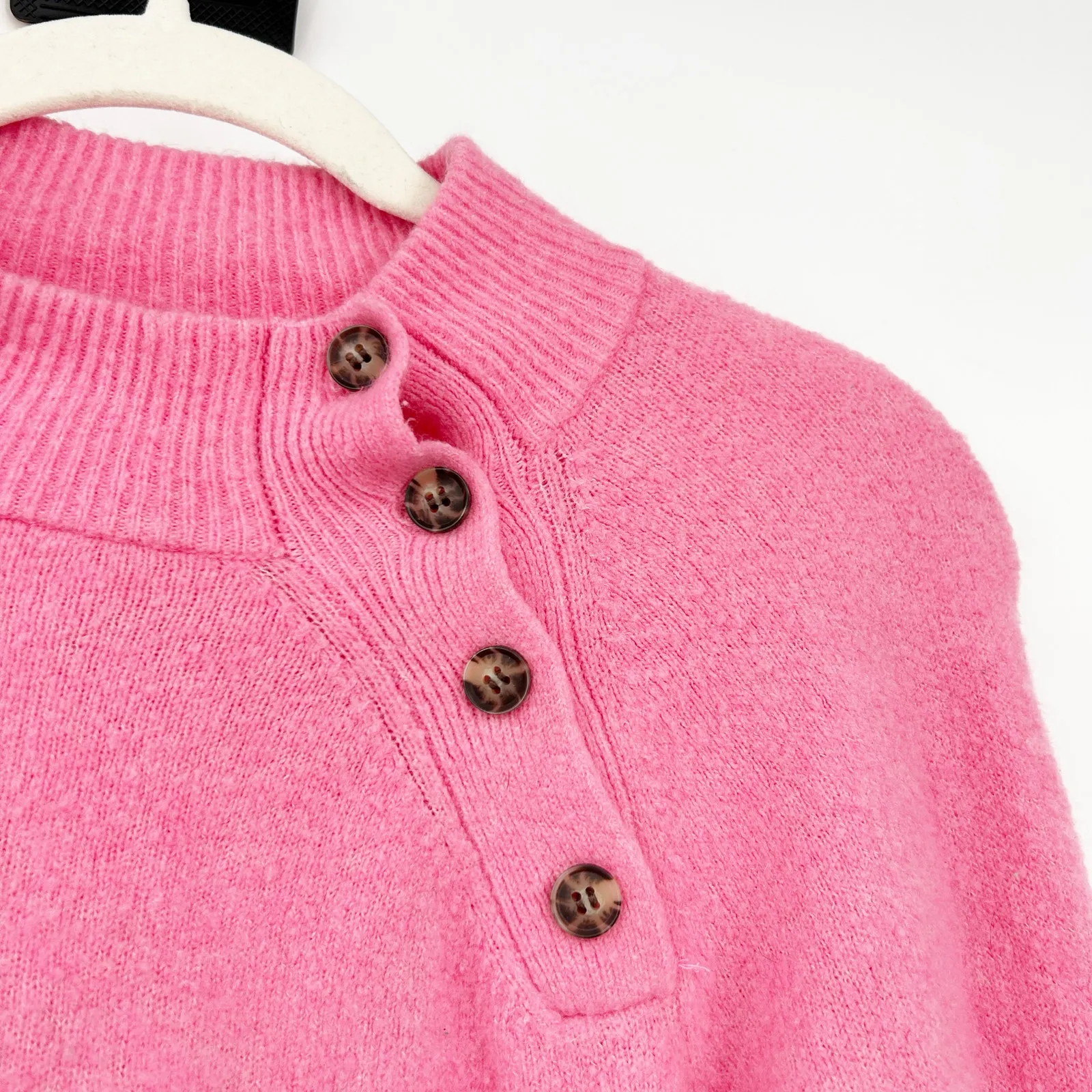 J. Crew Womens Fall Barbiecore Button Extra Soft‎ Yarn Wool Blend Sweater Size S - Image 2