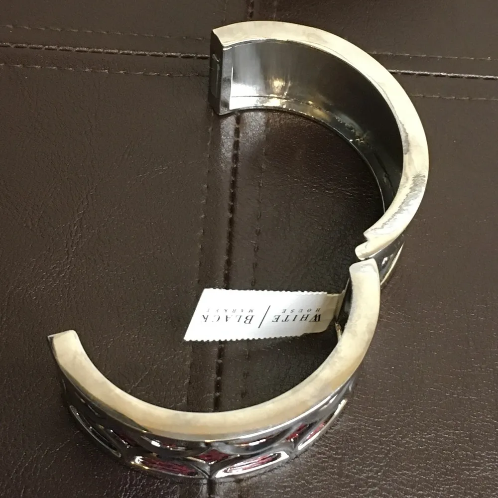 WHBM Two Sided Faux Snake Skin w. Silver Overlay Magnetic Clasp Bangle Cuff NWT - Image 6