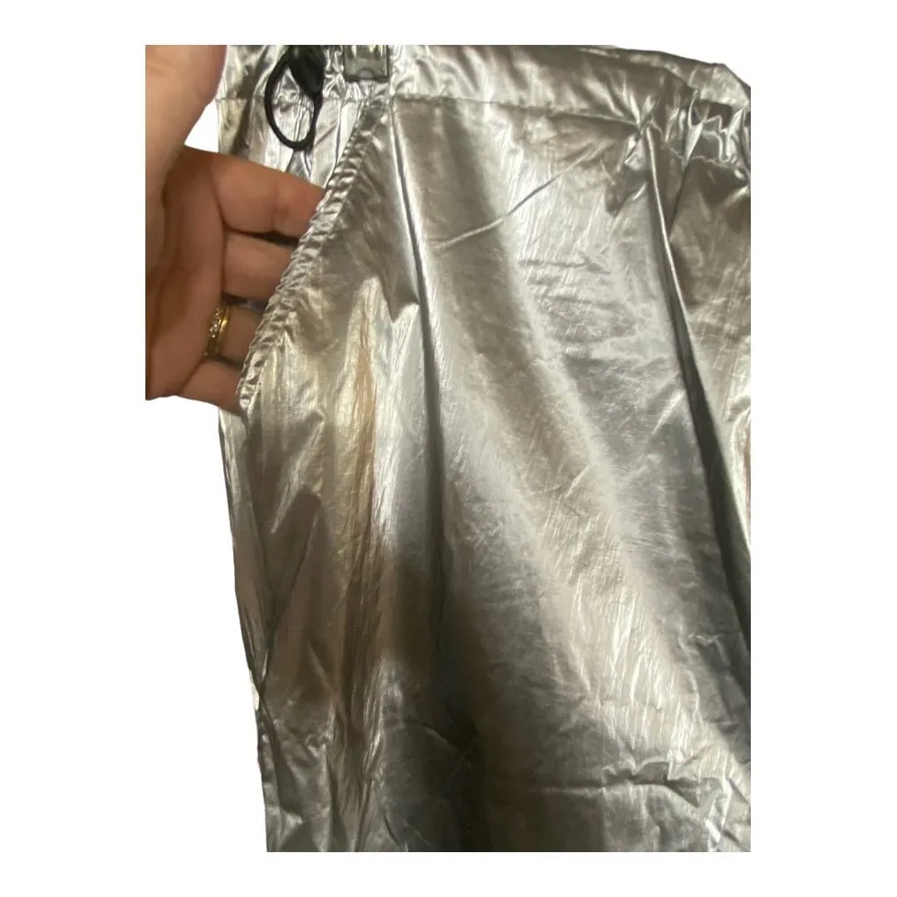 NWT Vinyl Icons Pants LARGE Silver Foil Casual Elastic Waist Pull On Streetwear - Image 2