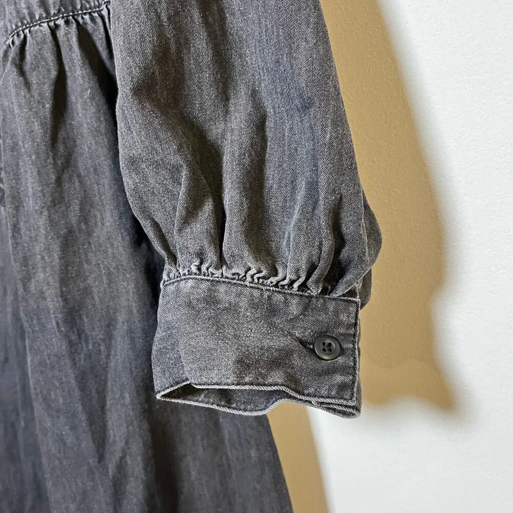 Madewell Denim Babydoll Shirt Dress Washed Black‎ Jean Size XXS Cottagecore Boho - Image 11