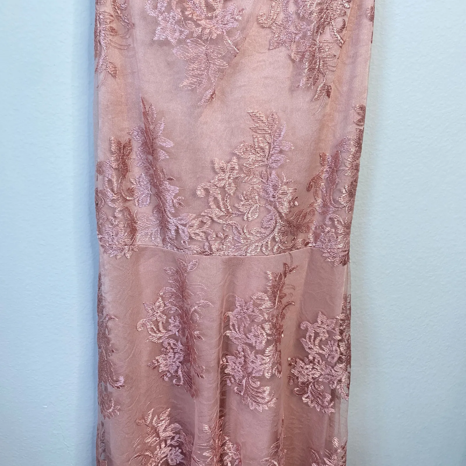 DAVID MEISTER Pink Tulle Gown Mesh Princess Lace Size 4 Formal Dress Maxi - Image 8