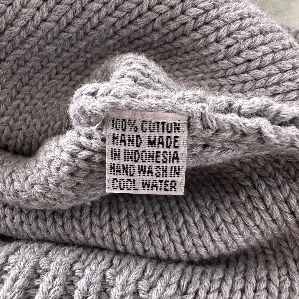 Revolve Faithfull The Brand Chunky Cable Knit Gray Sweater 100% Cotton Size XS - Image 4