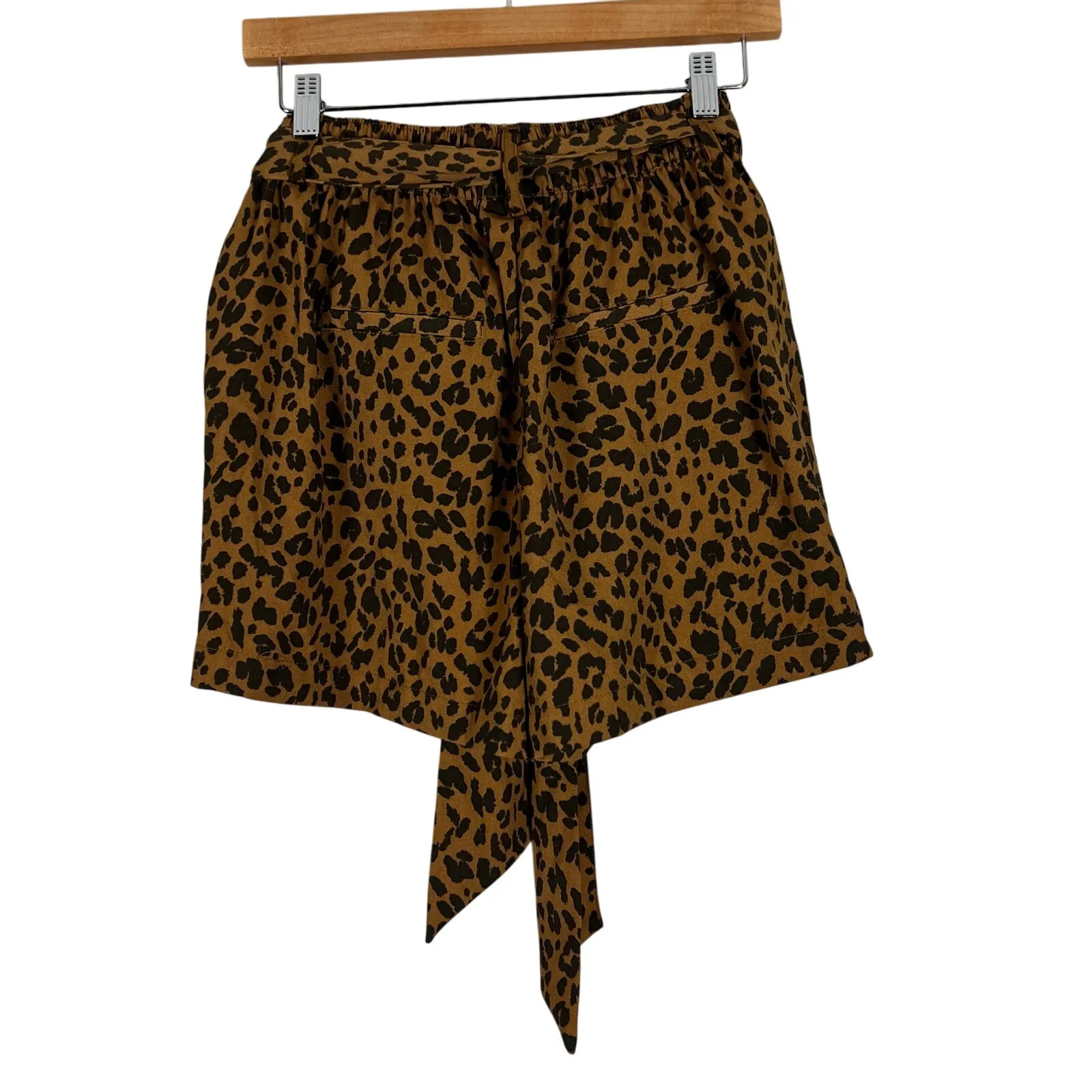 A New Day Shorts Womens S Brown Leopard Print Paperbag Tie Waist Pockets Safari - Image 5