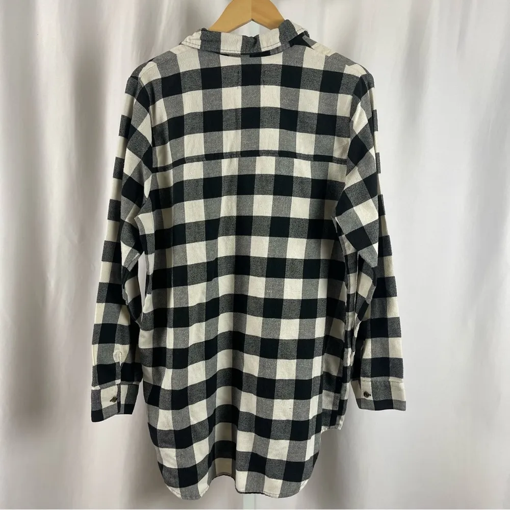 Free Press Large Buffalo Plaid Flannel Tunic Longline Button Down Shirt Chore - Image 3