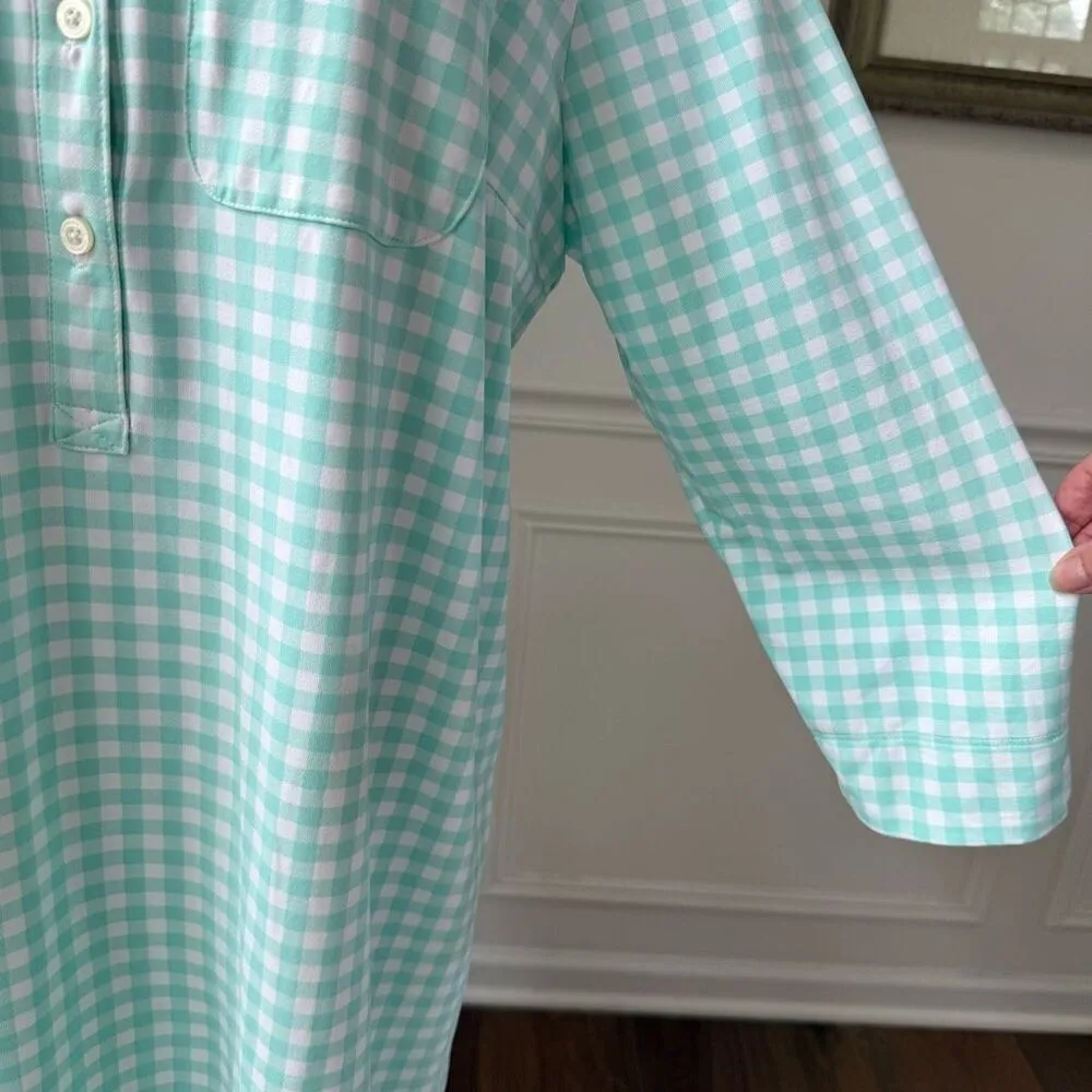 Southern Tide Jessica Gingham Performance Dress Baltic Teal Above Knee XL - Image 4