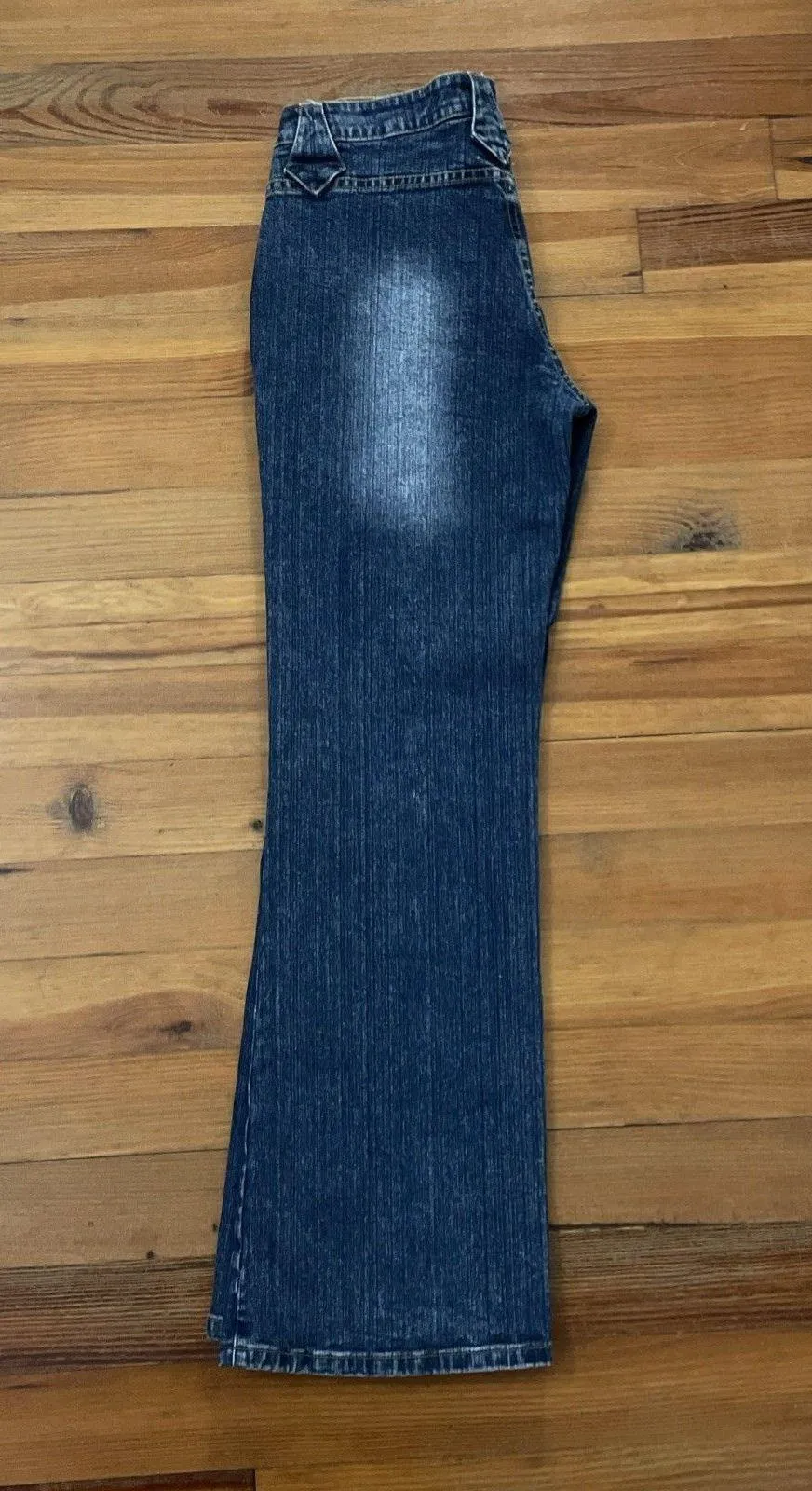 R4R Rave Jeans Vintage Junior Size 15 Y2K 90s Mid Rise Flare Hong Kong 32x32 Blue - Image 3