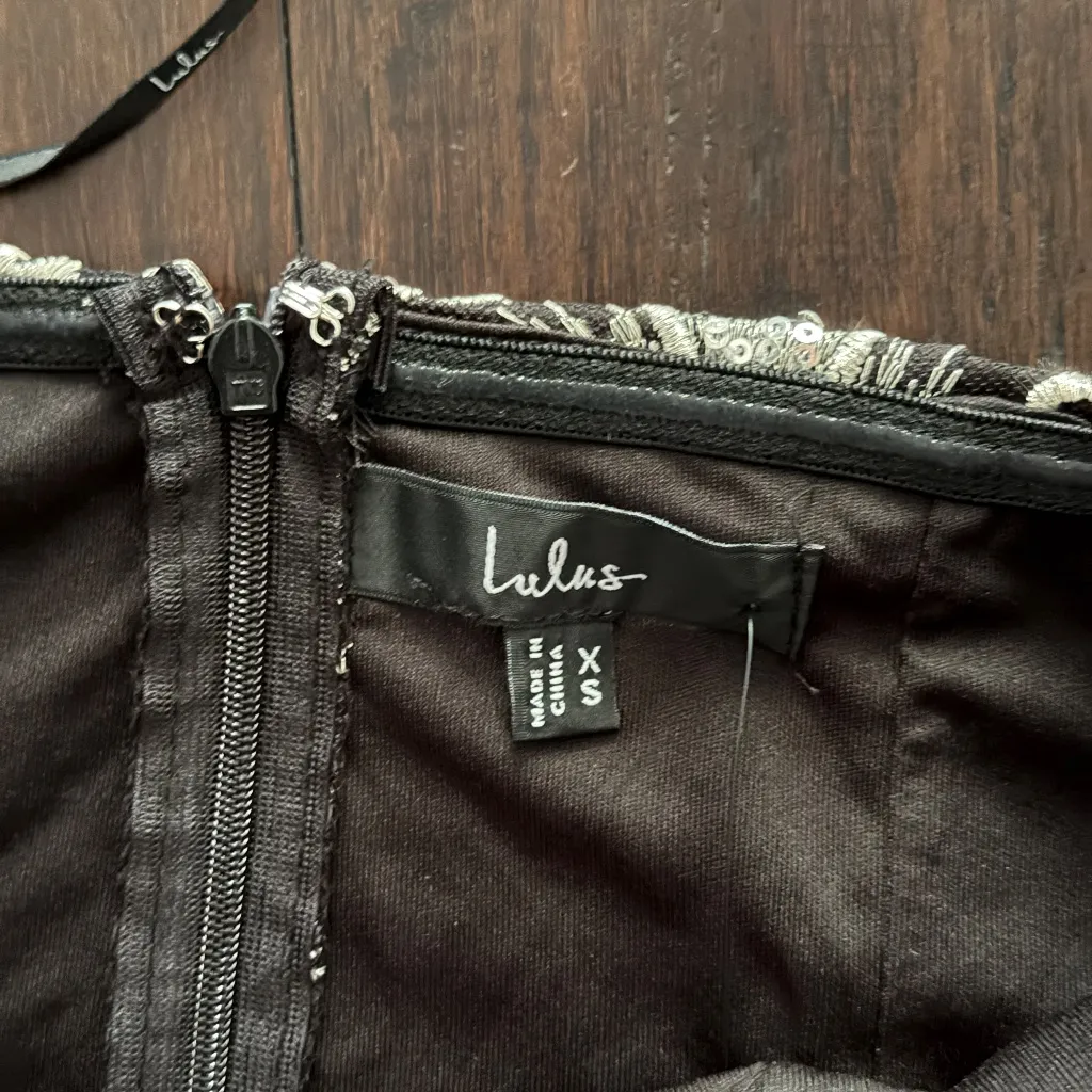 Lulus Tisdale Black And Silver Embroidered Strapless Maxi Dress - Size XS NWT - Image 2