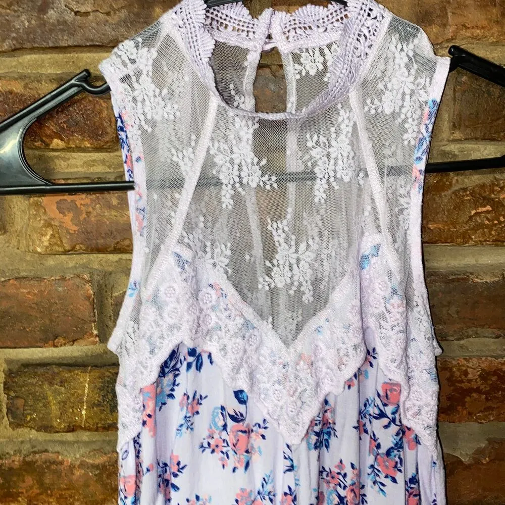 No Boundaries Purple Lavender Floral Lace Sleeveless Top Women's Size XS - Image 3
