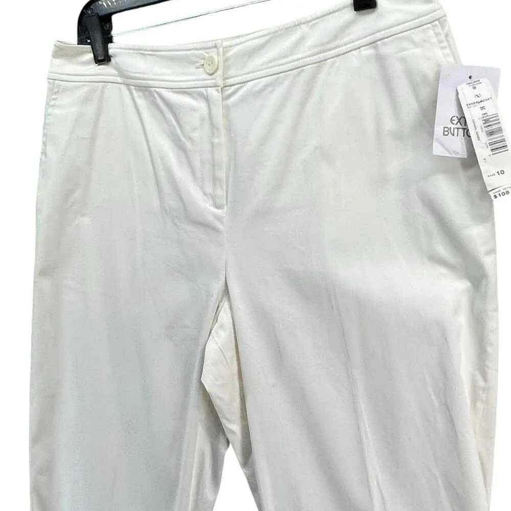 Pendleton Trousers Womens 10 White Stretch Flat Front Straight Leg Pants Coastal - Image 2