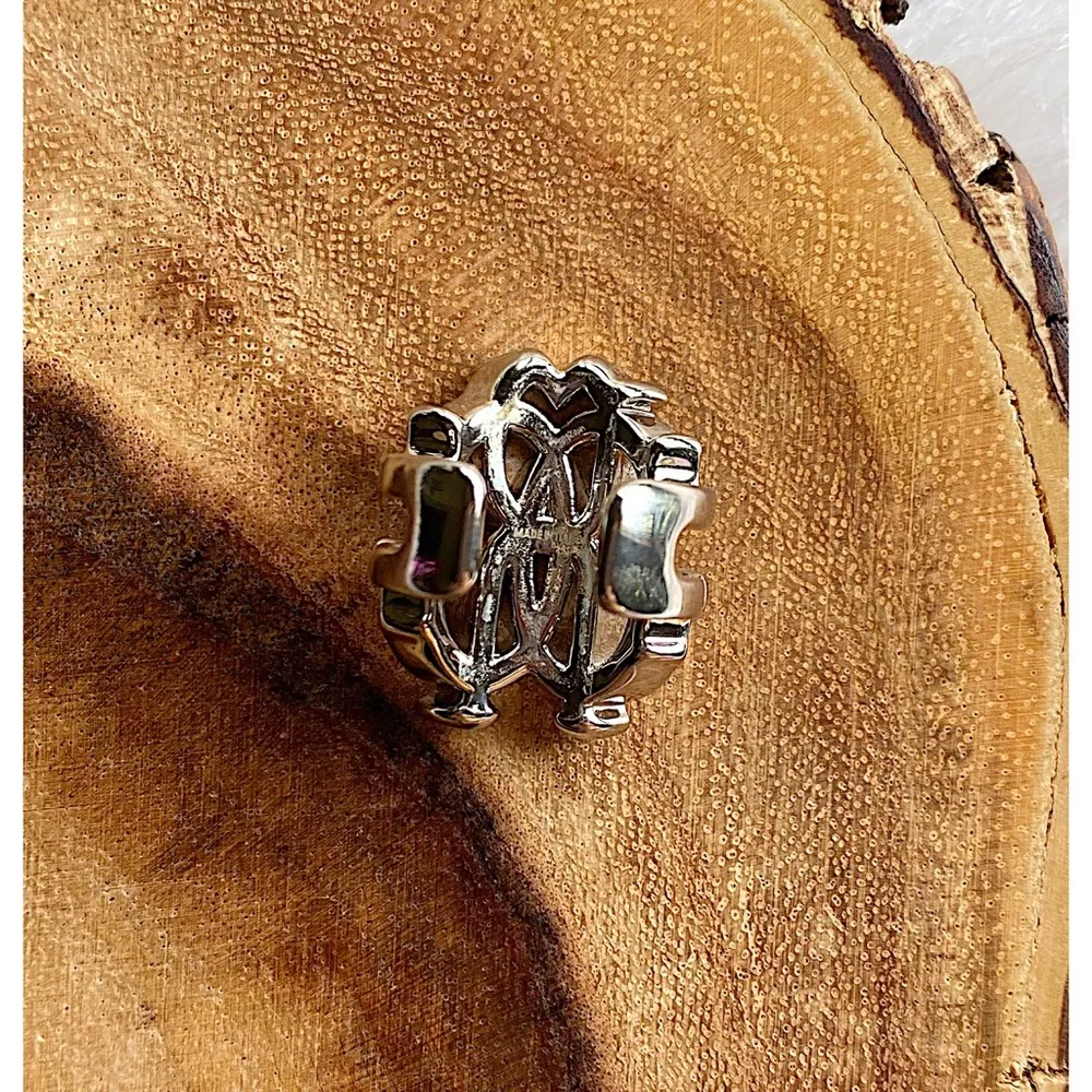 NWT Roberto Cavalli Silver Interlocking Logo Ring - Image 6