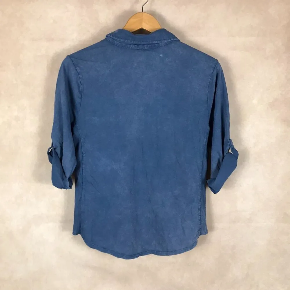 CABLE & GAUGE Blue Wash 100% Cotton Soft Button-Down Shirt NWT LARGE - Image 6