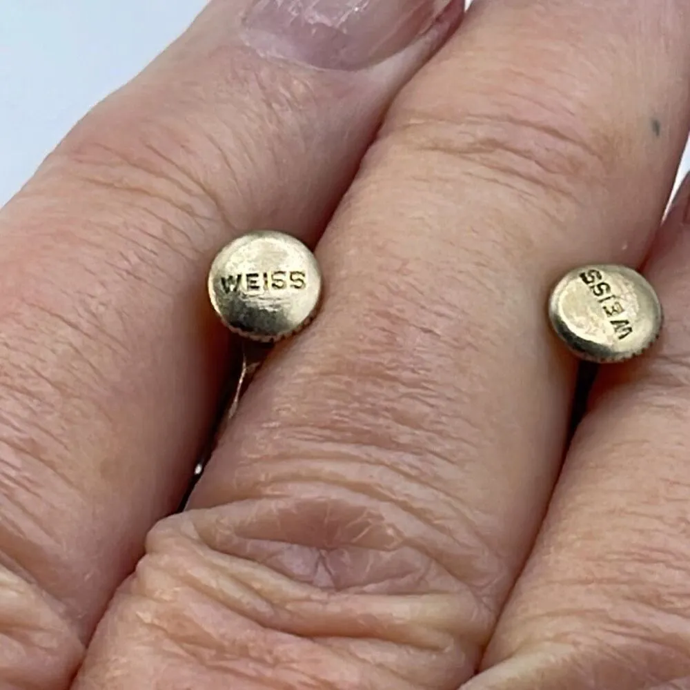 Weiss blue floral AB stones screwback earrings. Gold - Image 6