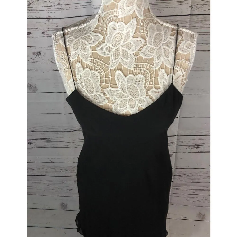 Y2K Ann Taylor Silk tiered Formal Black Spaghetti strap Dress size 4 - Image 11