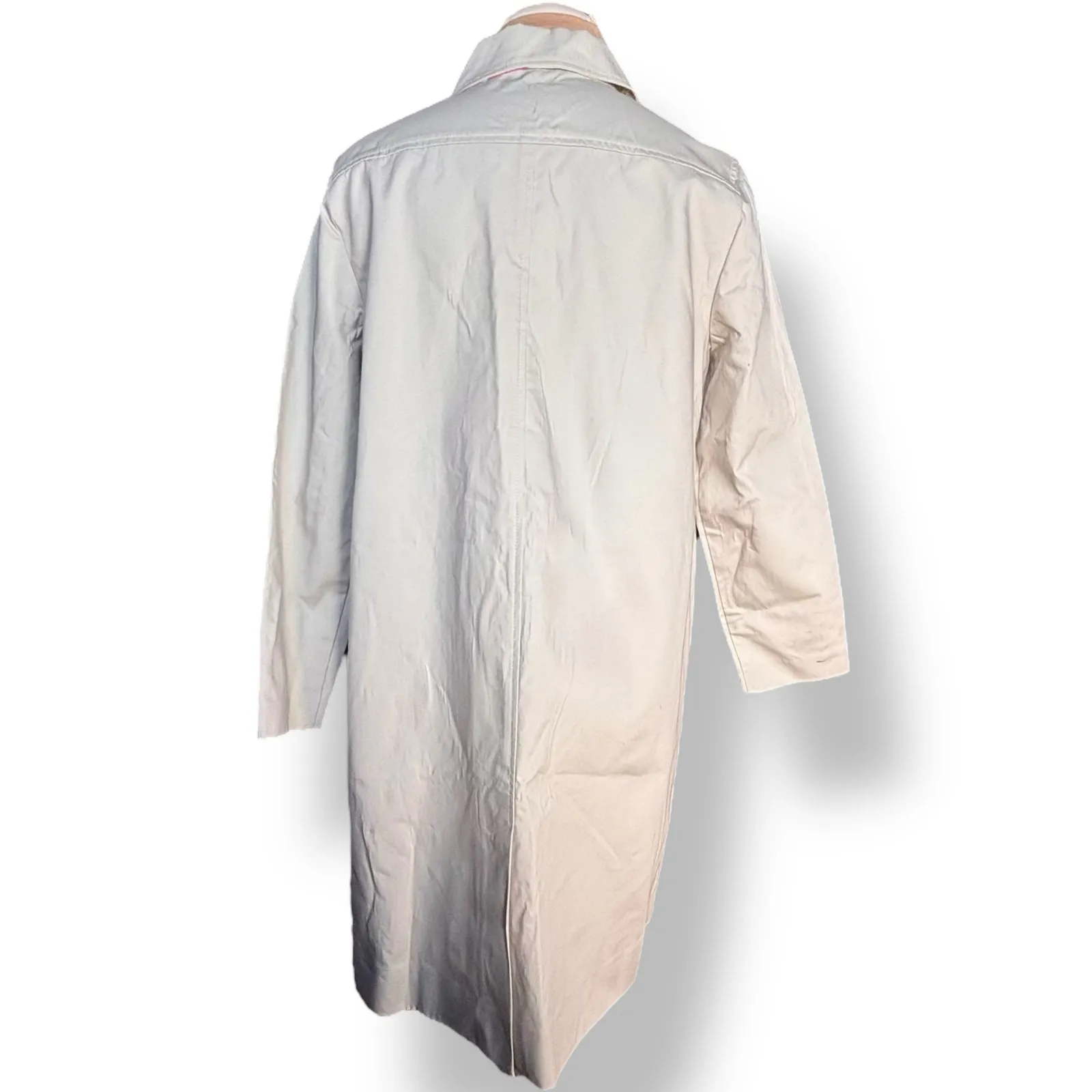 Liz Claiborne New York Petal Pink Floral Lined Tan Cotton Trench Coat Petite - Image 7