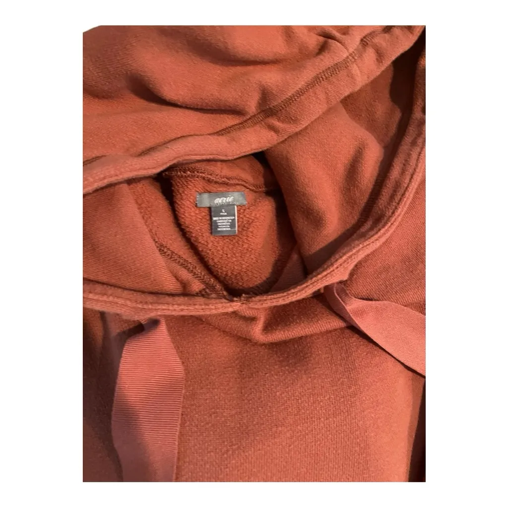 Aerie Side-Zip Hoodie Sweatshirt  Dark‎ Terracotta/ Warm Rust Color Size Small - Image 4