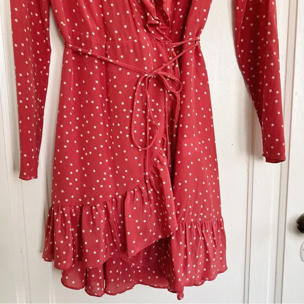 Réalisation • The Alexandra wrap silk mini dress Red Star print ruffled - Image 8