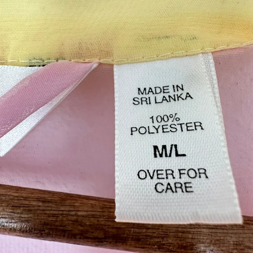 Vintage 90s Victoria's Secret Pink Sheer Chiffon Long Robe Kimono Yellow Trim - Image 5