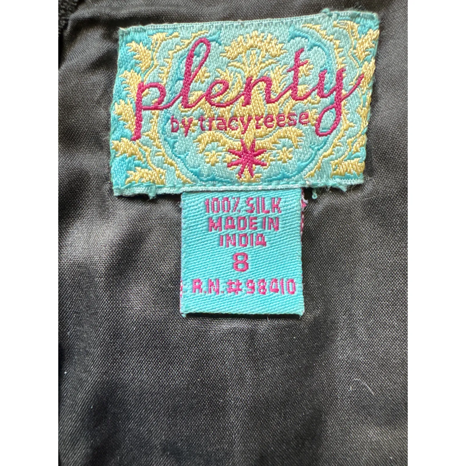 Plenty Tracy Reece silk strapless gold black velvet beaded tiered formal top 8 - Image 12