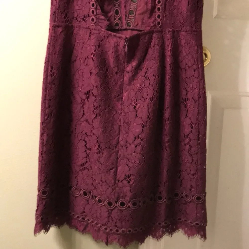 x Free People Cherie Lace Mock Neck Open Back Purple Mini Dress - Image 9