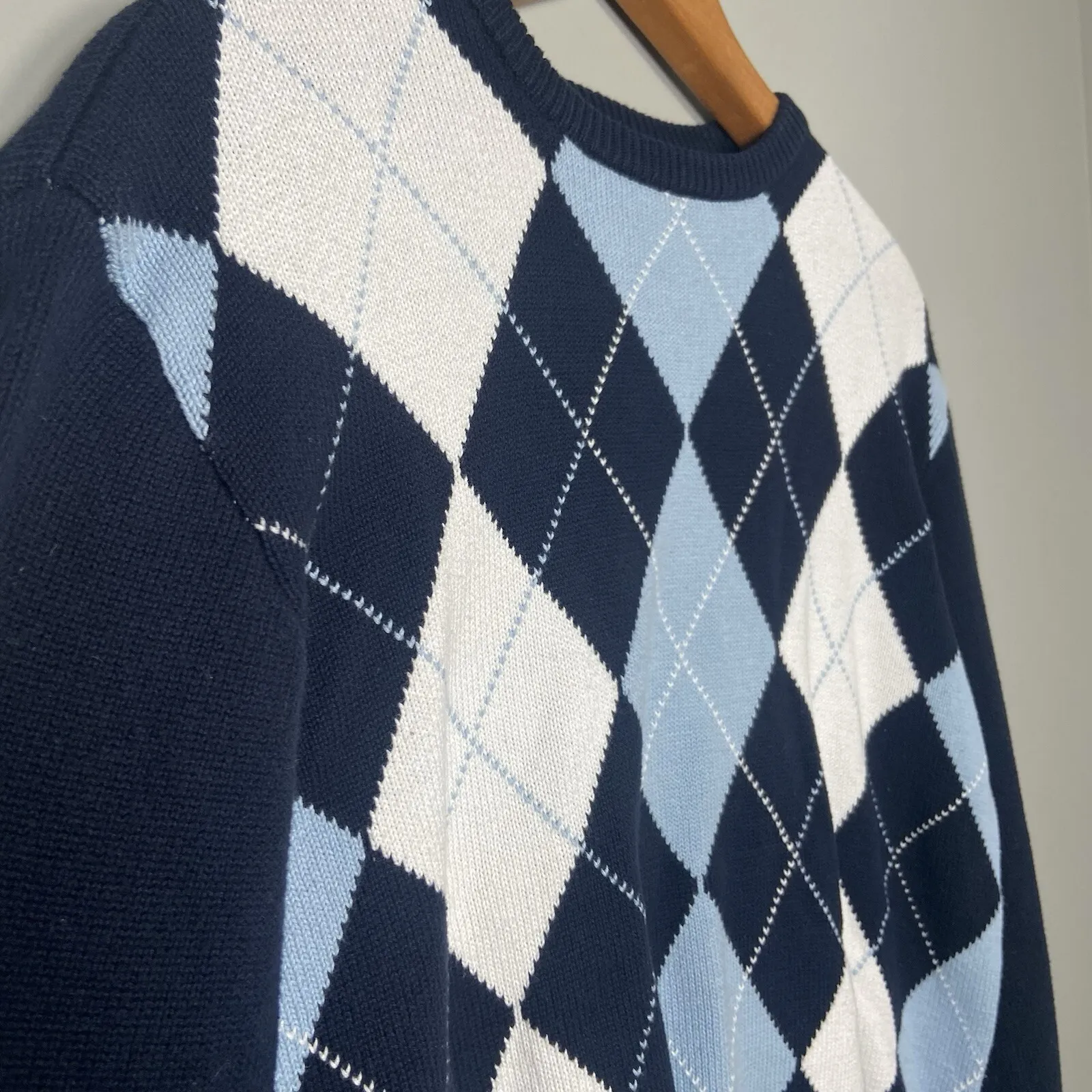 Brandy Melville Blue White Argyle Bernadette Sweater Preppy Y2K Academia 90s Size undefined - Image 4