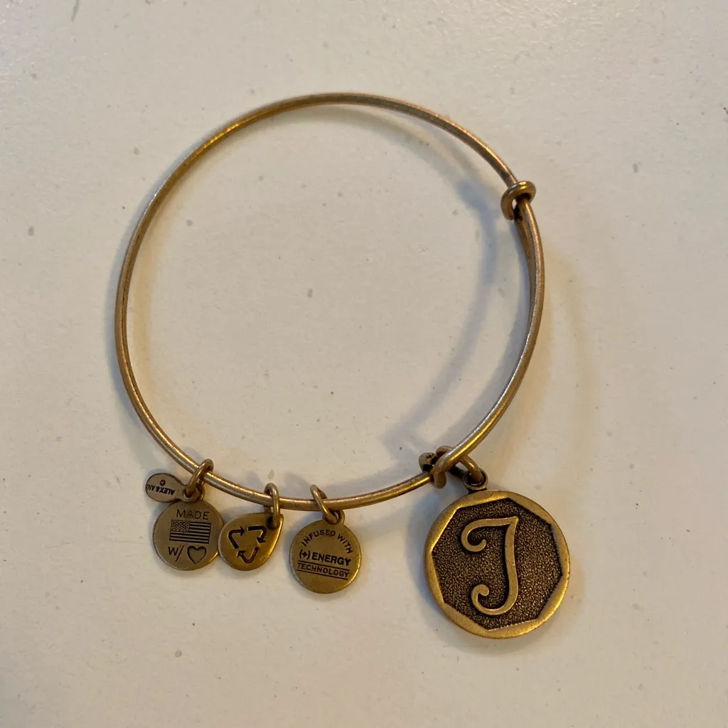 Alex and Ani bangle bracelet with "T" charm! In perfect condition! 💖 - Image 4