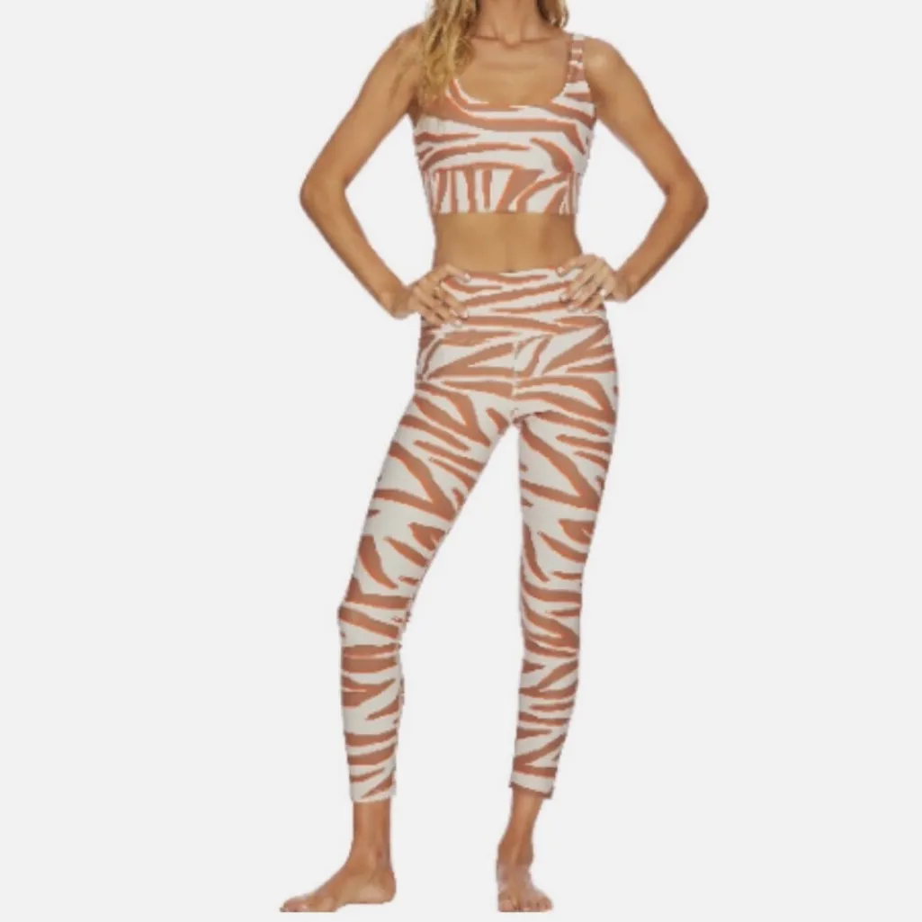 Beach Riot Sport Piper High Rise Stretch Leggings in Cloud Cream Zebra Size XS - Image 2