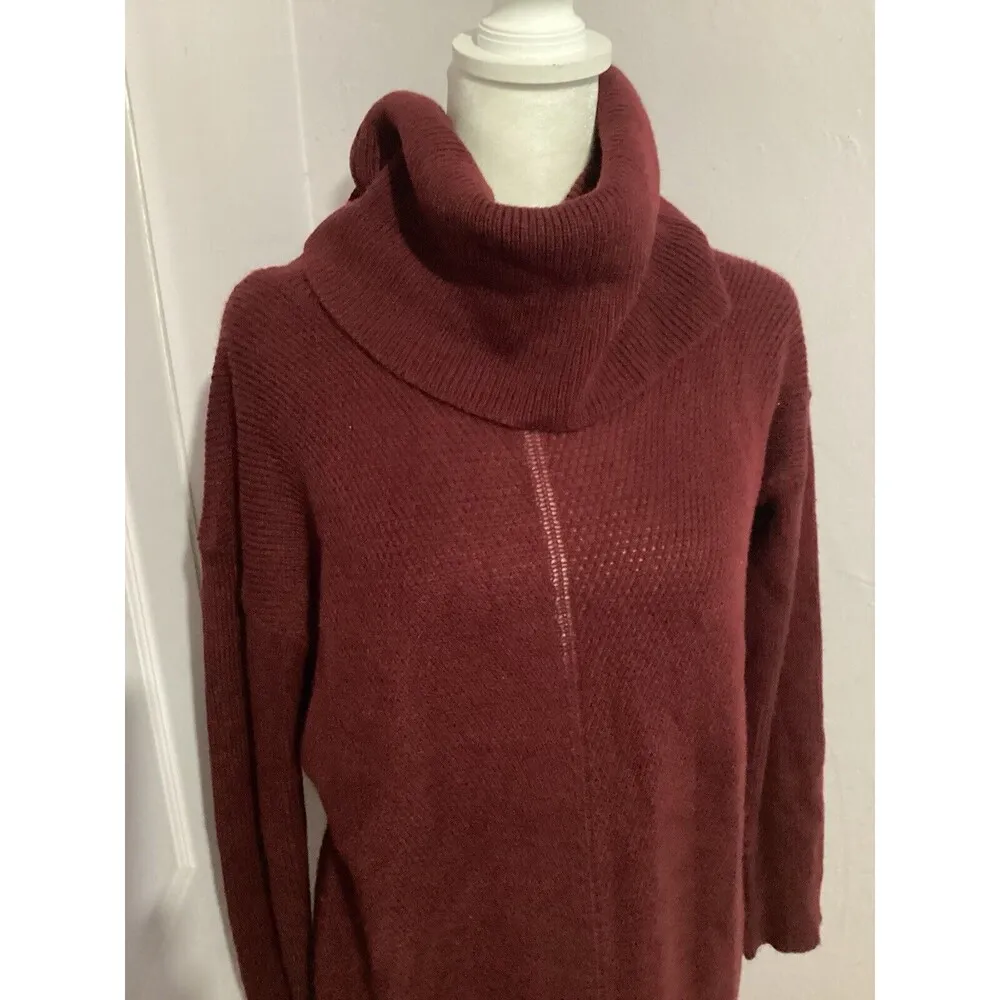 Lulus  Tea Reader Burgundy Red Mini Sweater Dress S Turtleneck - Image 3