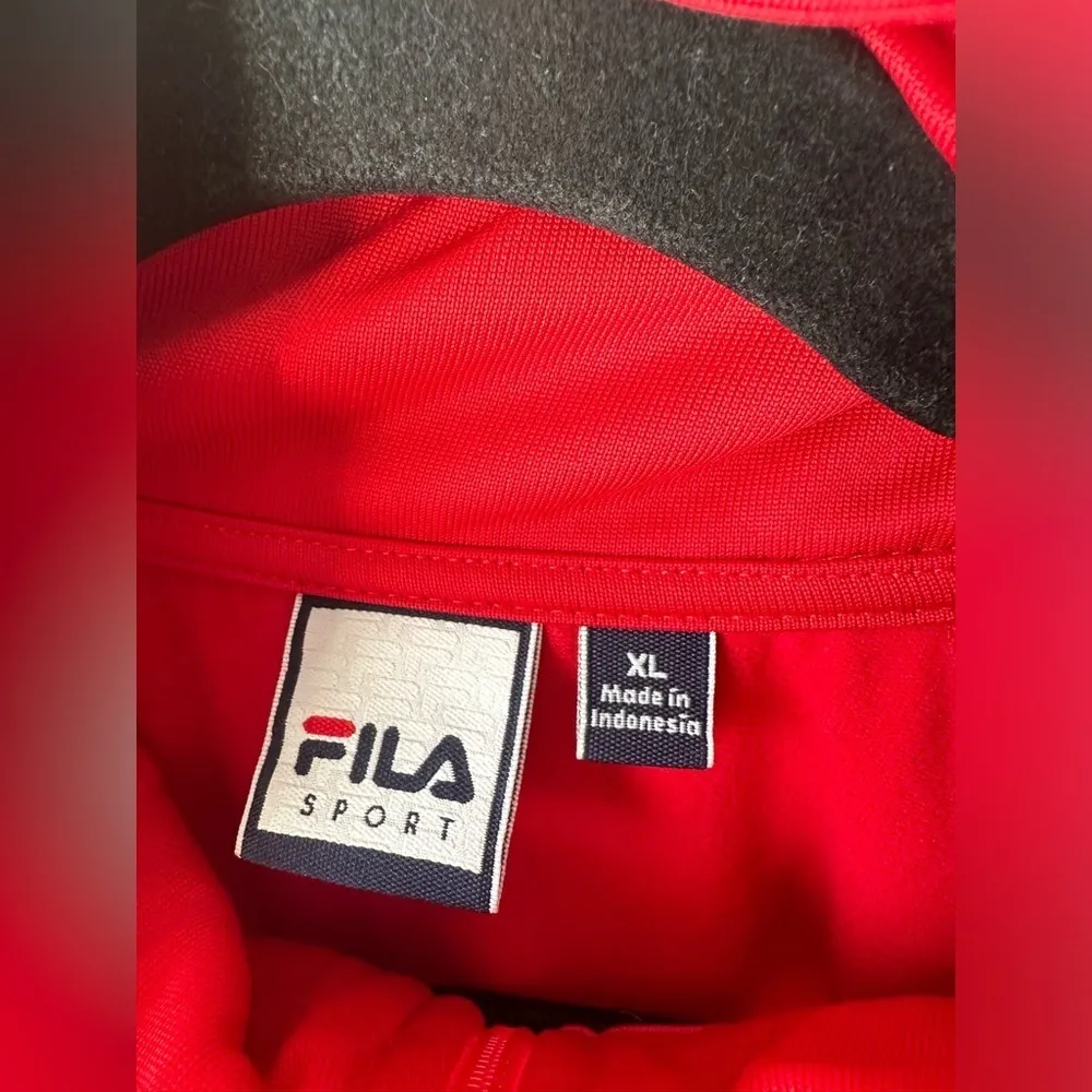 FILA Womens Red Sport Long Sleeve Pockets Athletic Full Zip Hoodie Sz XL - Image 4