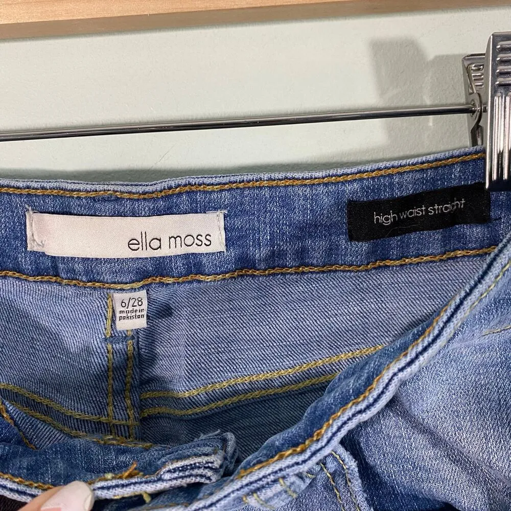 Ella Moss Women Blue Medium Wash High Rise Straight Leg Jeans Size 6/28 - Image 4