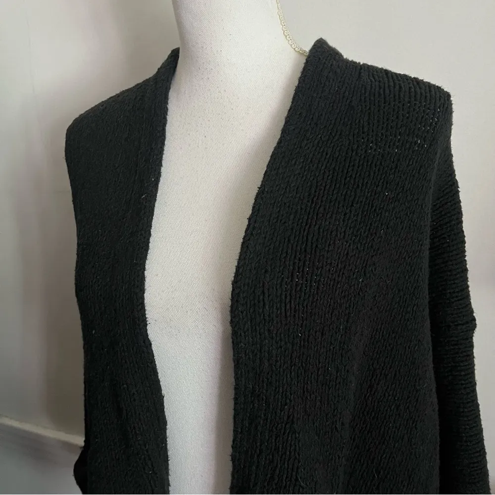 Loft • Black Oversized Open Front Short Sleeve Cardigan - Image 3