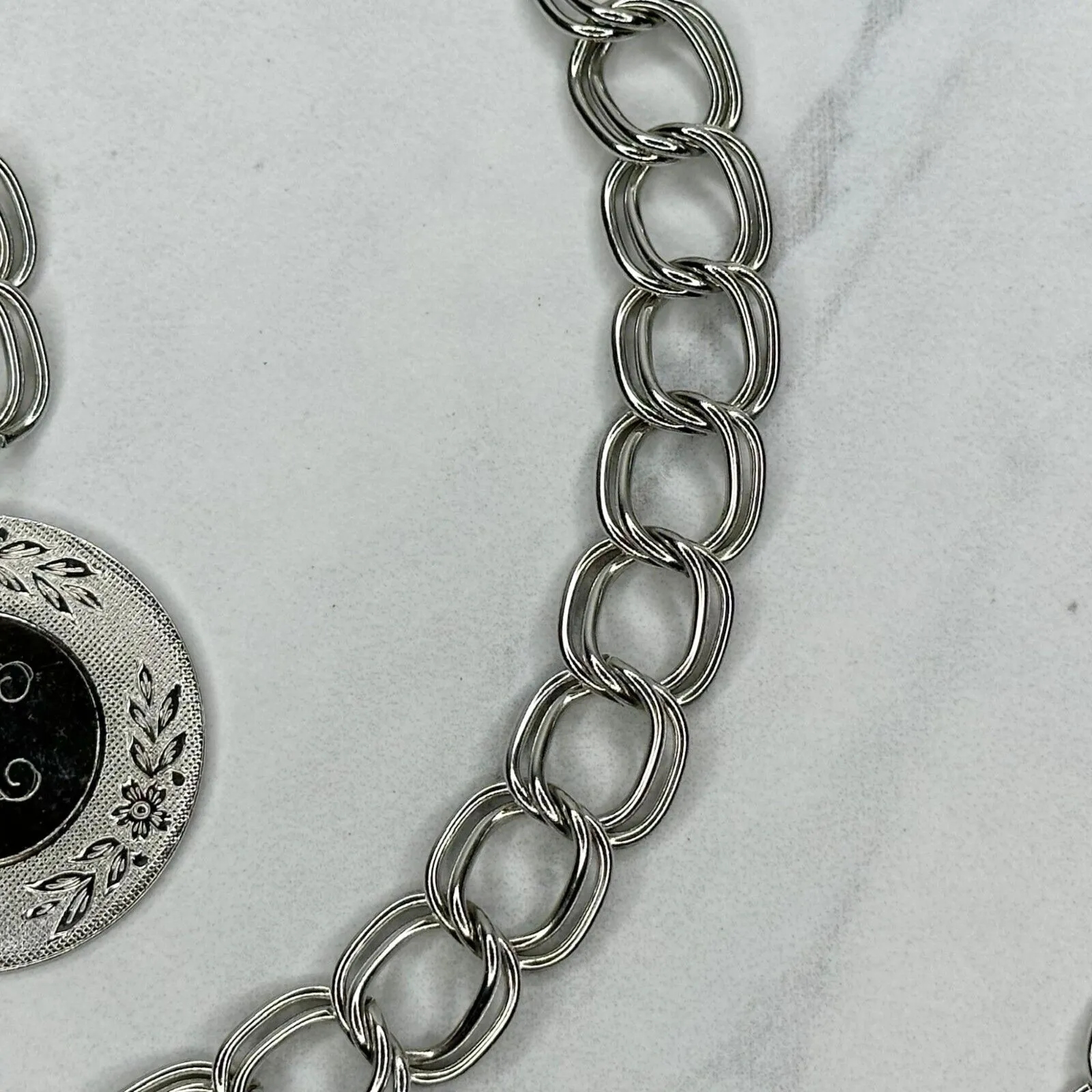 Silver Tone K Initial Chain Link Belt Y2K Festival XS/Small (XS/S) ✨ - Image 7