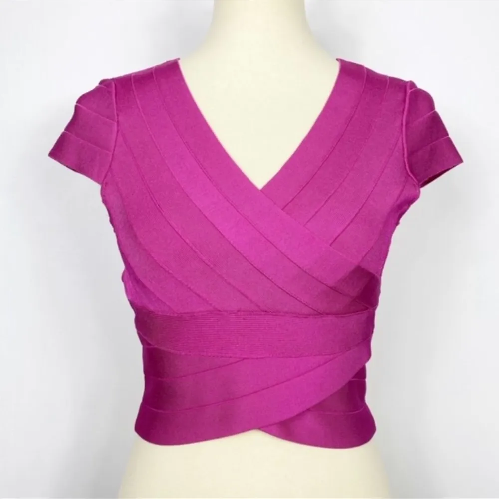 bandage crop top in rose violet size small - Image 6