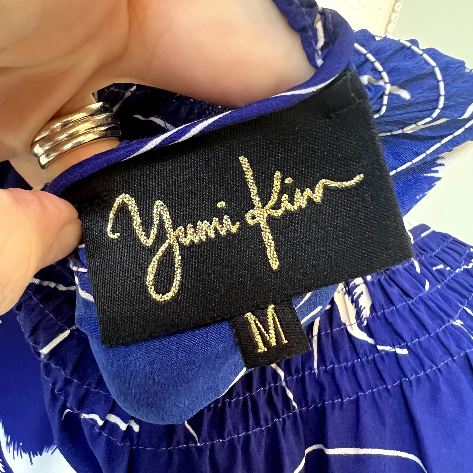 Yumi Kim Blouse SS11-75 111916 Medium Cobalt Blue and White Floral - Image 5