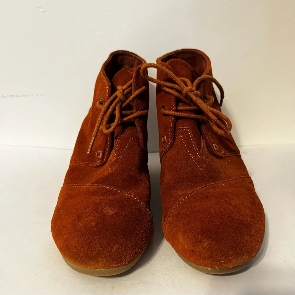 Toms Desert Wedge Suede Lace Up Ankle Boots 8.5 - Image 2