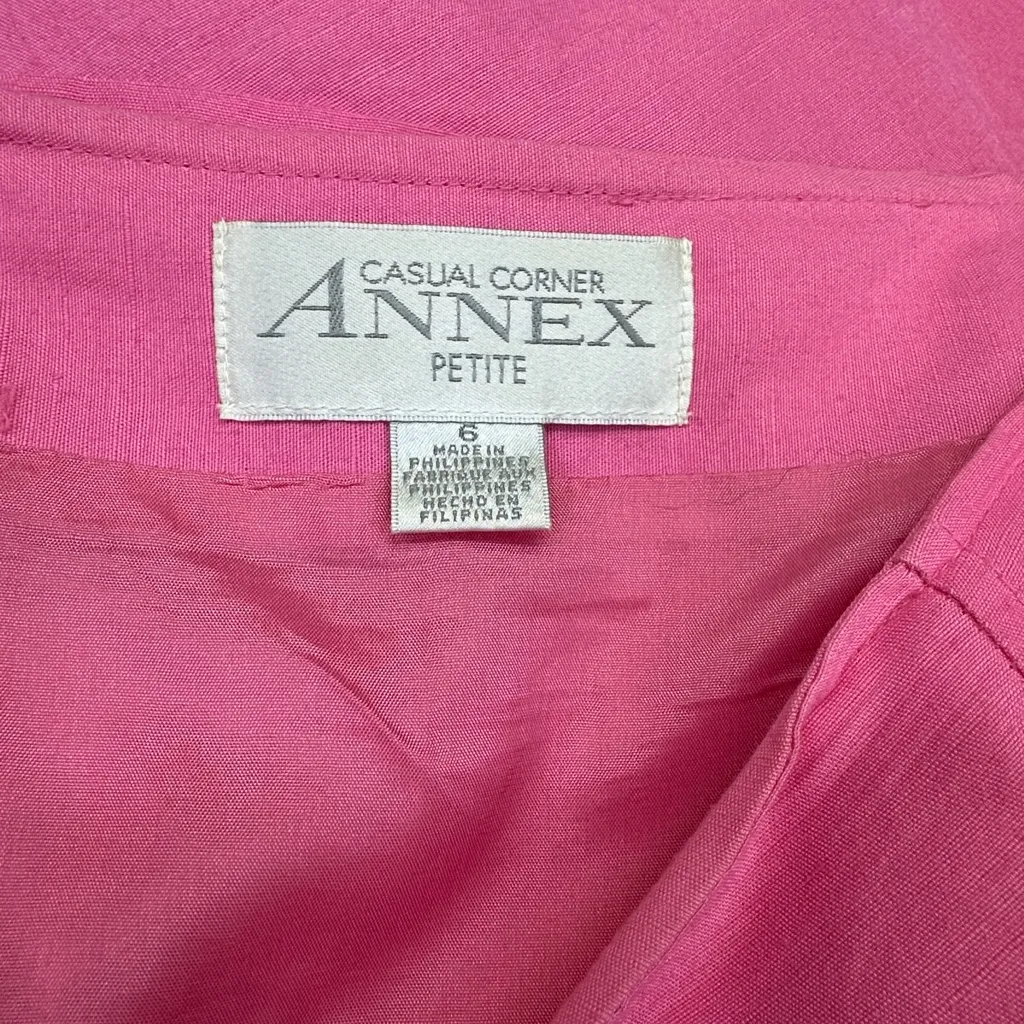 Casual Corner Annex Pink Flounce Hem Skirt Linen Rayon Blend A Line Womens 6 - Image 6