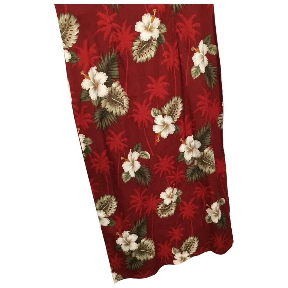 New Pacific Legend Tropical Hibiscus Monstera Hawaiian Tank Maxi Dress Red XL - Image 2