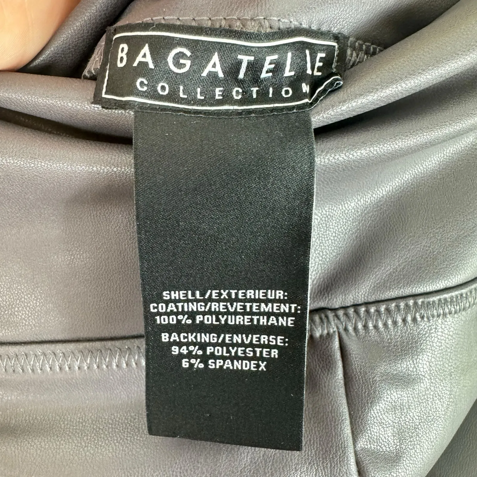 Bagatelle Collection Gray Pleather Skinny Pants Small - Image 3