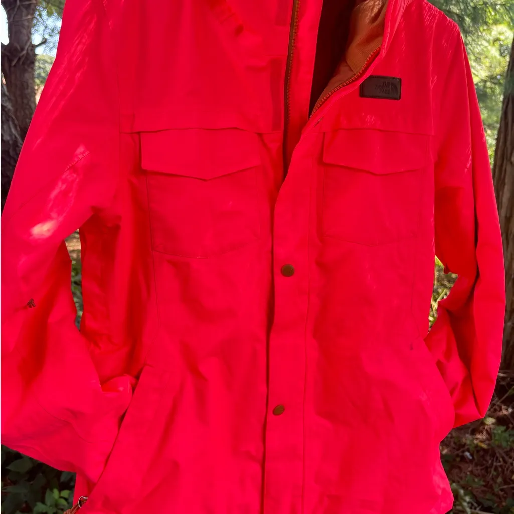 The Northface women’s hooded hyvent neon orange jacket - Image 2
