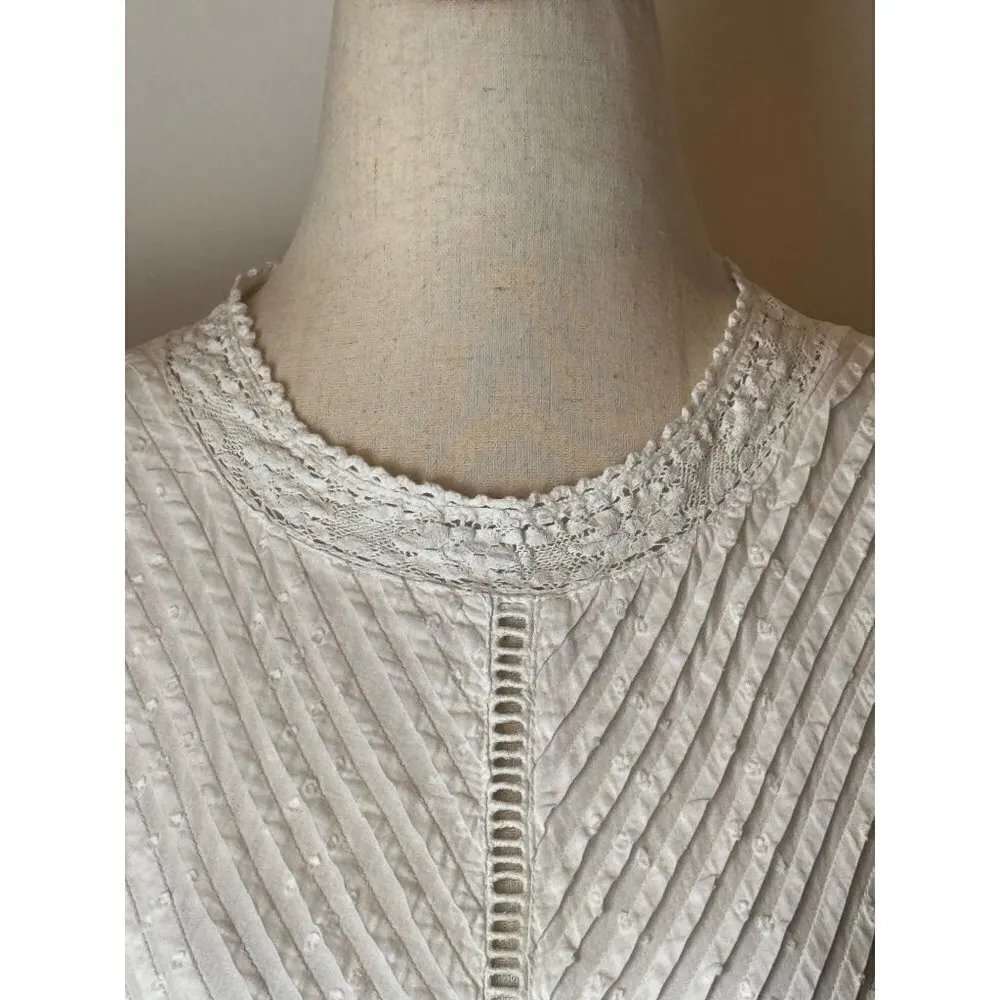 Maia Bergman Mery Dress‎ Womens Large White Eyelet Lace Ruffle Boho Tiered Mini - Image 8